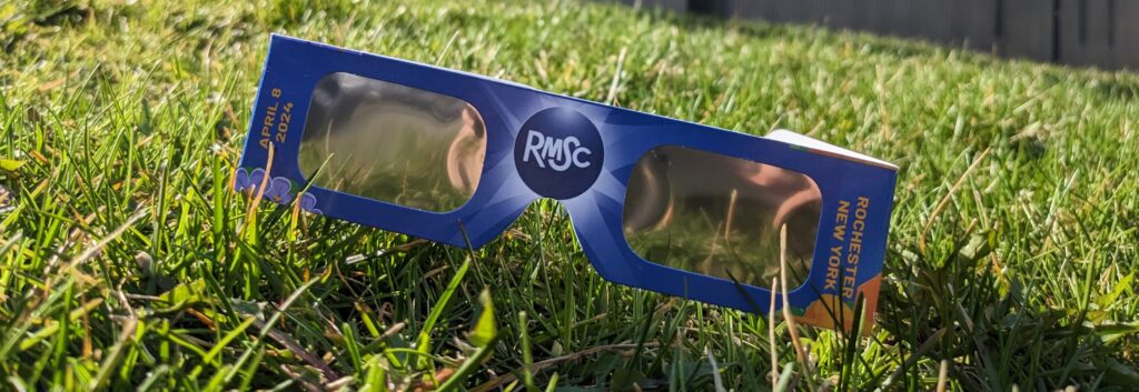 solar eclipse viewing glasses by Rochester Museum and Science Center